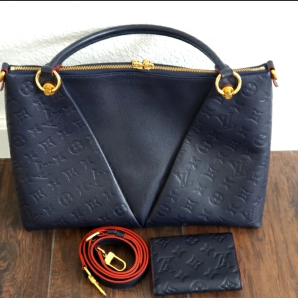 Louis Vuitton Empreinte VTote MM And Matching Victorine Wallet Marine Rouge - Picture 2 of 15